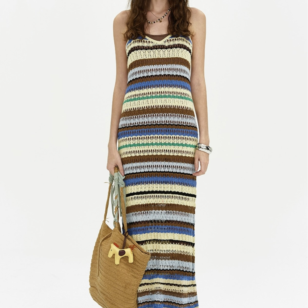 多巴胺针织吊带裙气质时尚女士夏季长款无袖优雅