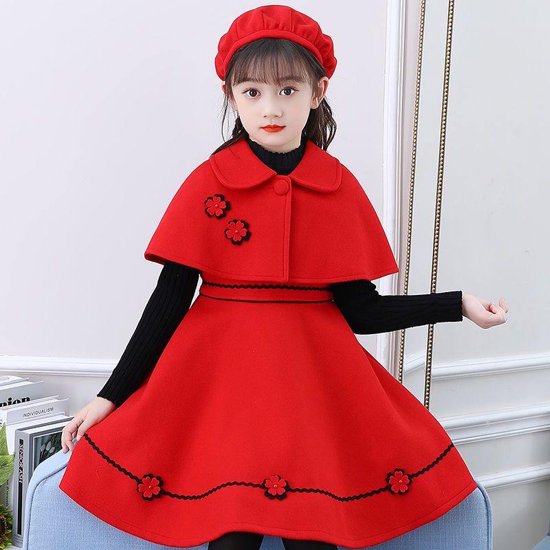 木子童装女童毛呢连衣裙秋冬新款洋气时髦女孩呢子背心裙童装两件