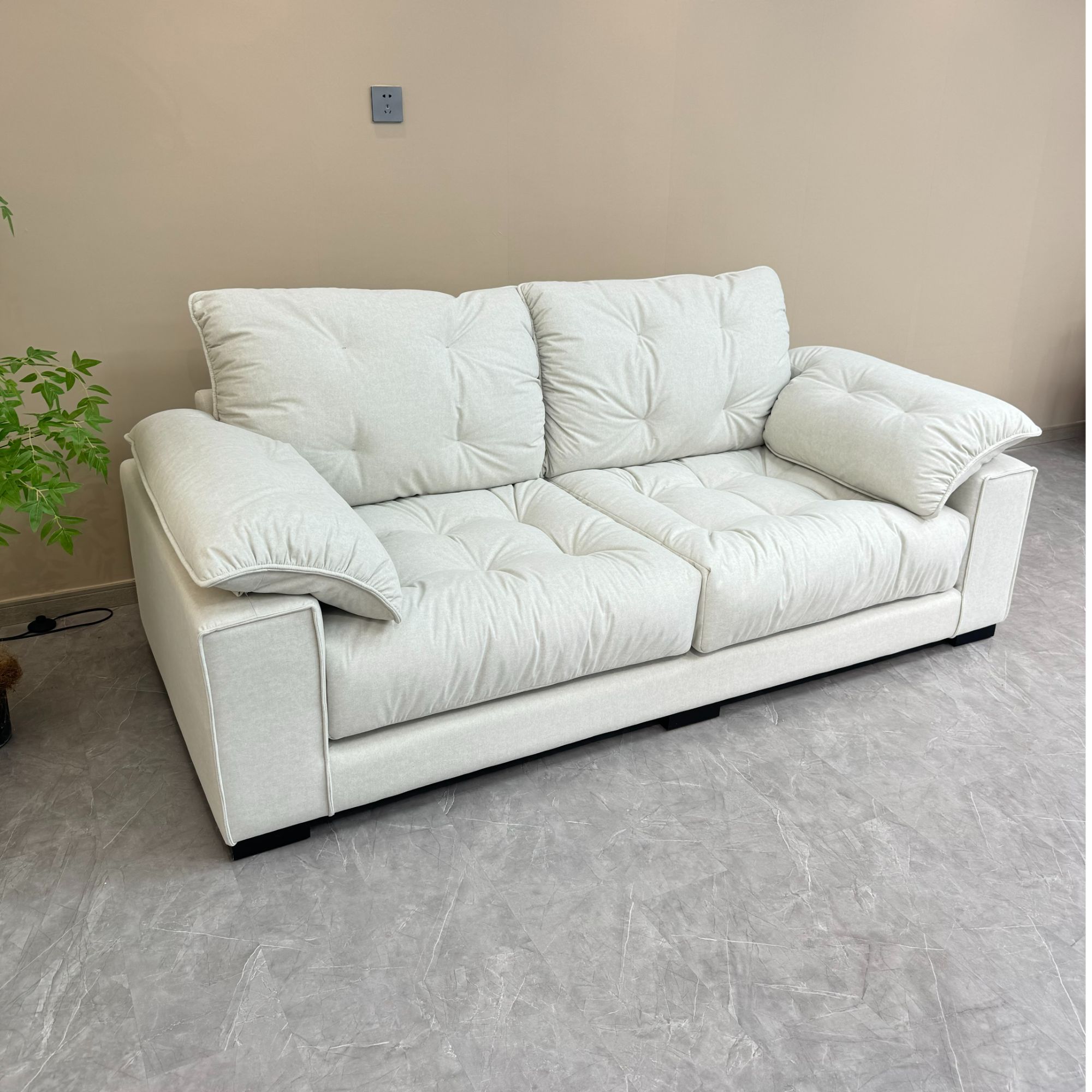 面包沙发大小户型客厅雪花绒简约家用双人轻奢三人位简易北欧公寓