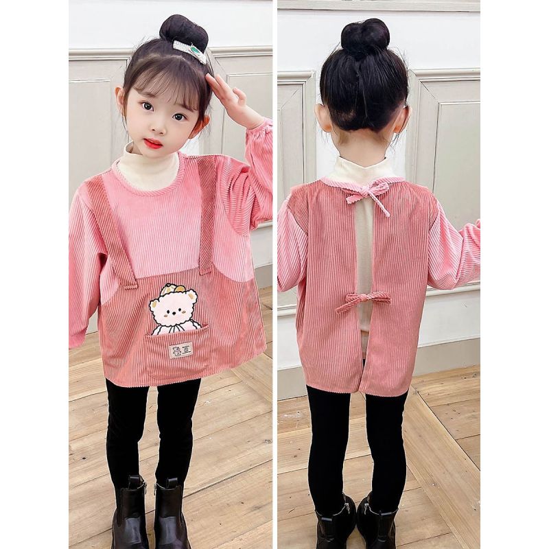 宝宝罩衣女秋冬婴儿护衣倒褂儿童护衣女童防水反穿衣公主吃饭围裙