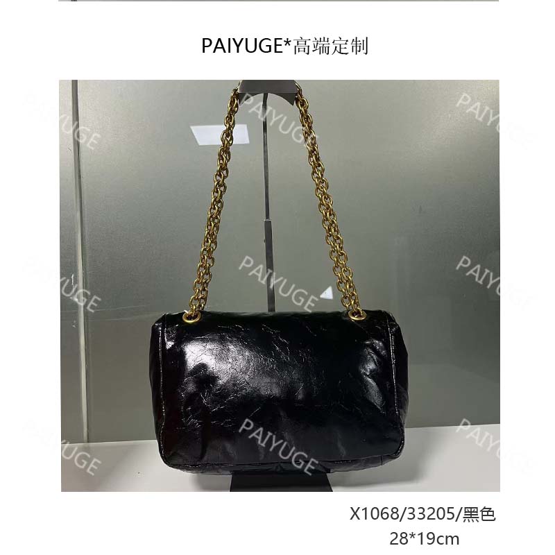 X1068/33205/黑色  Paiyuge高端订制手工女士单肩斜挎手提包1256