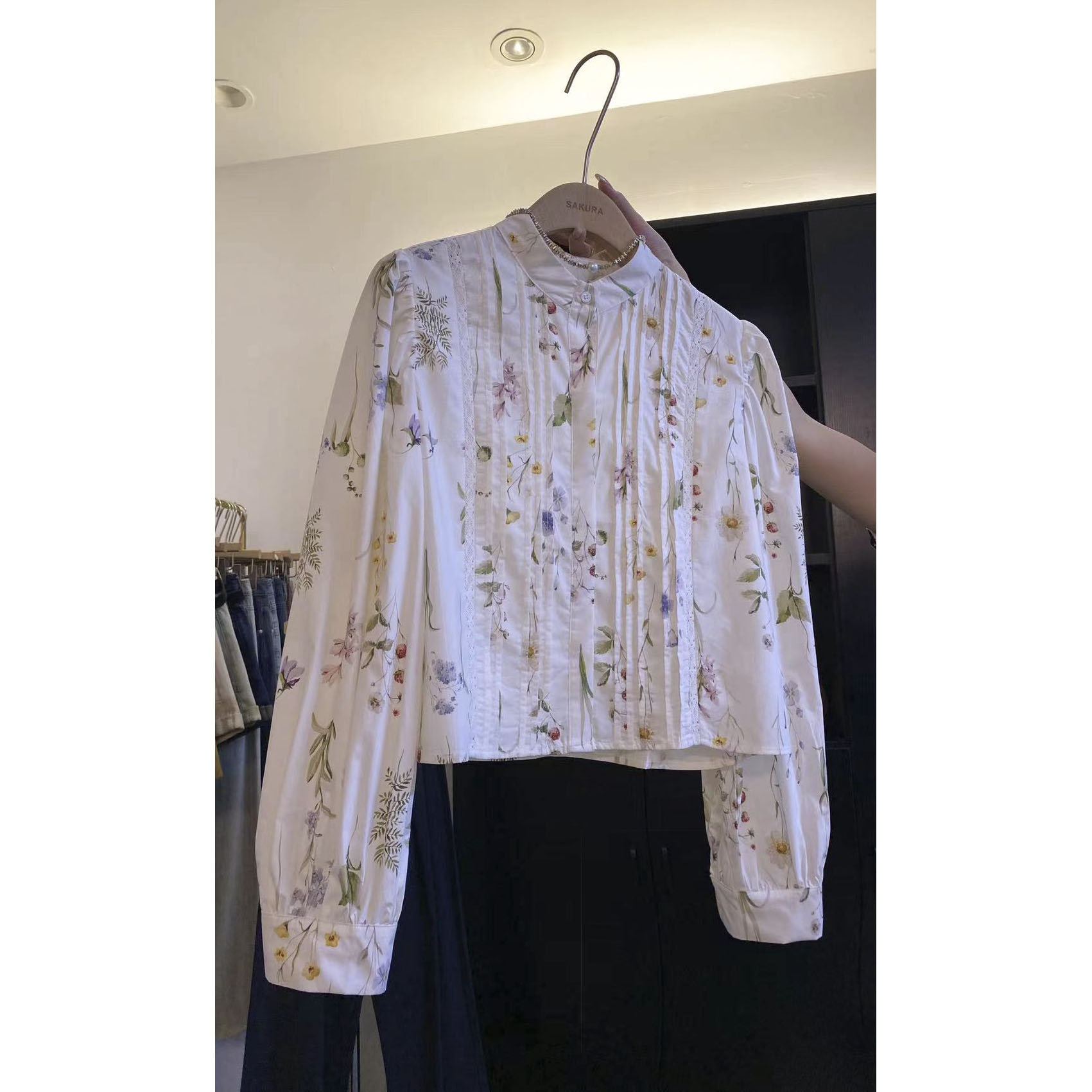 璎婲sᴀᴋᴜʀᴀ【春野森会】图春秋款法式浪漫碎花塔克压褶气质长袖衬衫