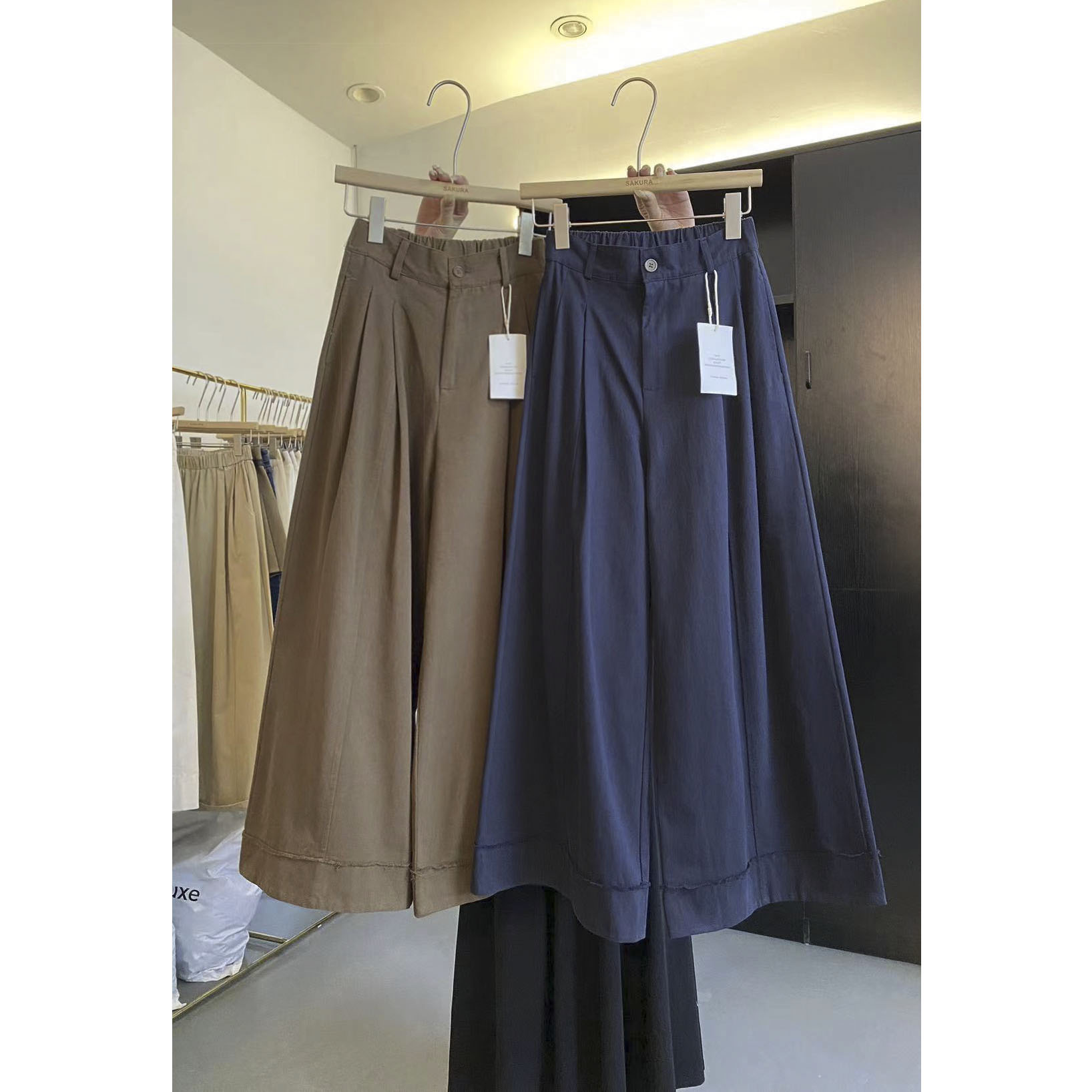 璎婲sᴀᴋᴜʀᴀ【梨形天菜】图韩版纯色厚款高腰裤百搭显瘦休闲阔腿裤