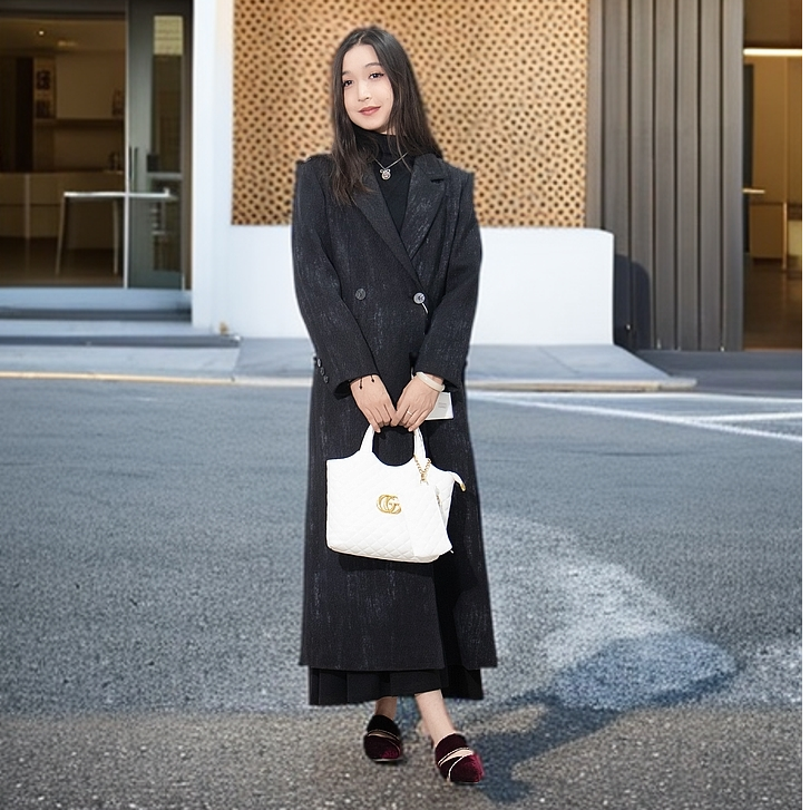 2024款时尚大衣外套长款双扣气质百搭双面中长款秋冬韩版毛呢