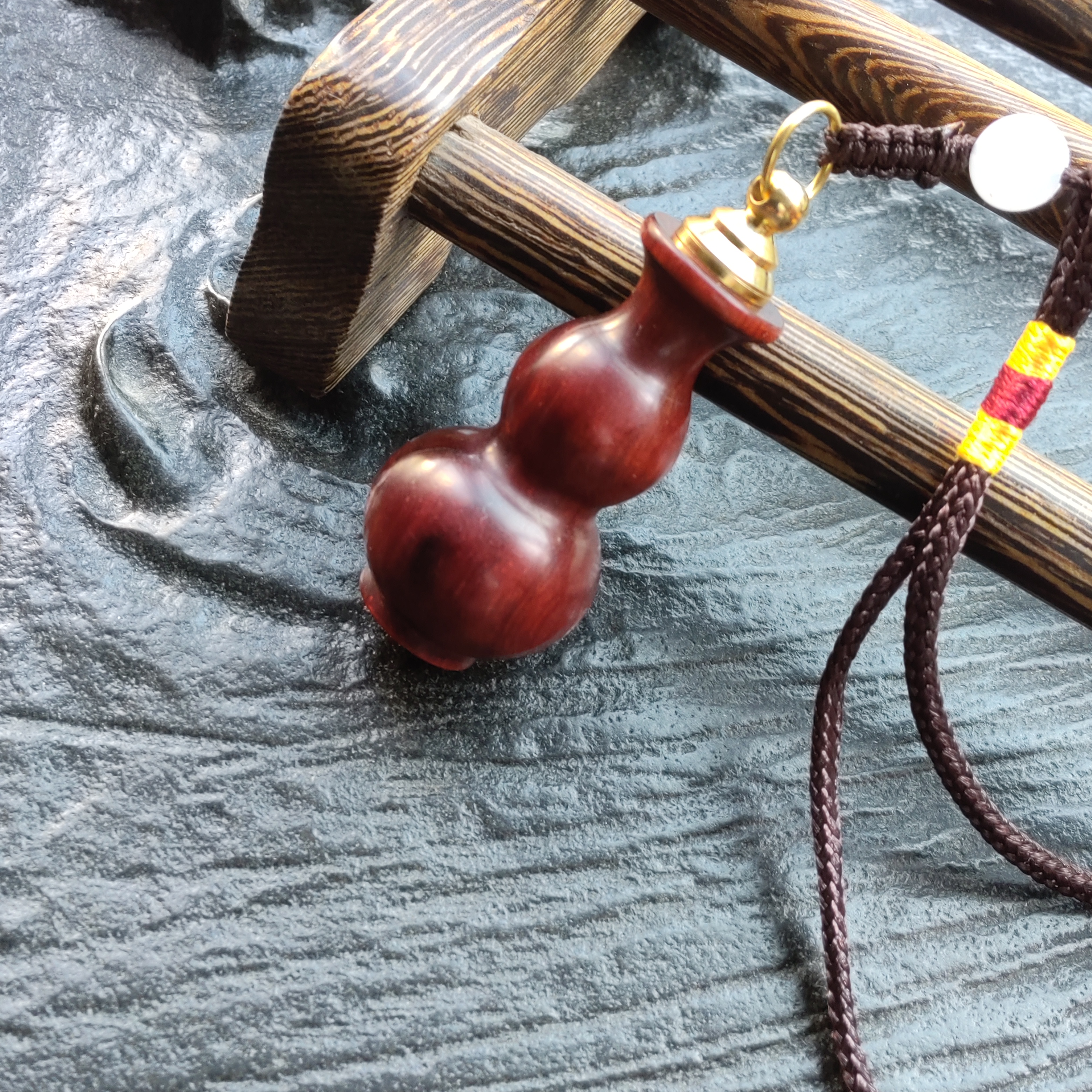 紫檀红木葫芦鼻烟壶随身携带手把件送鼻烟粉体验装送漏斗