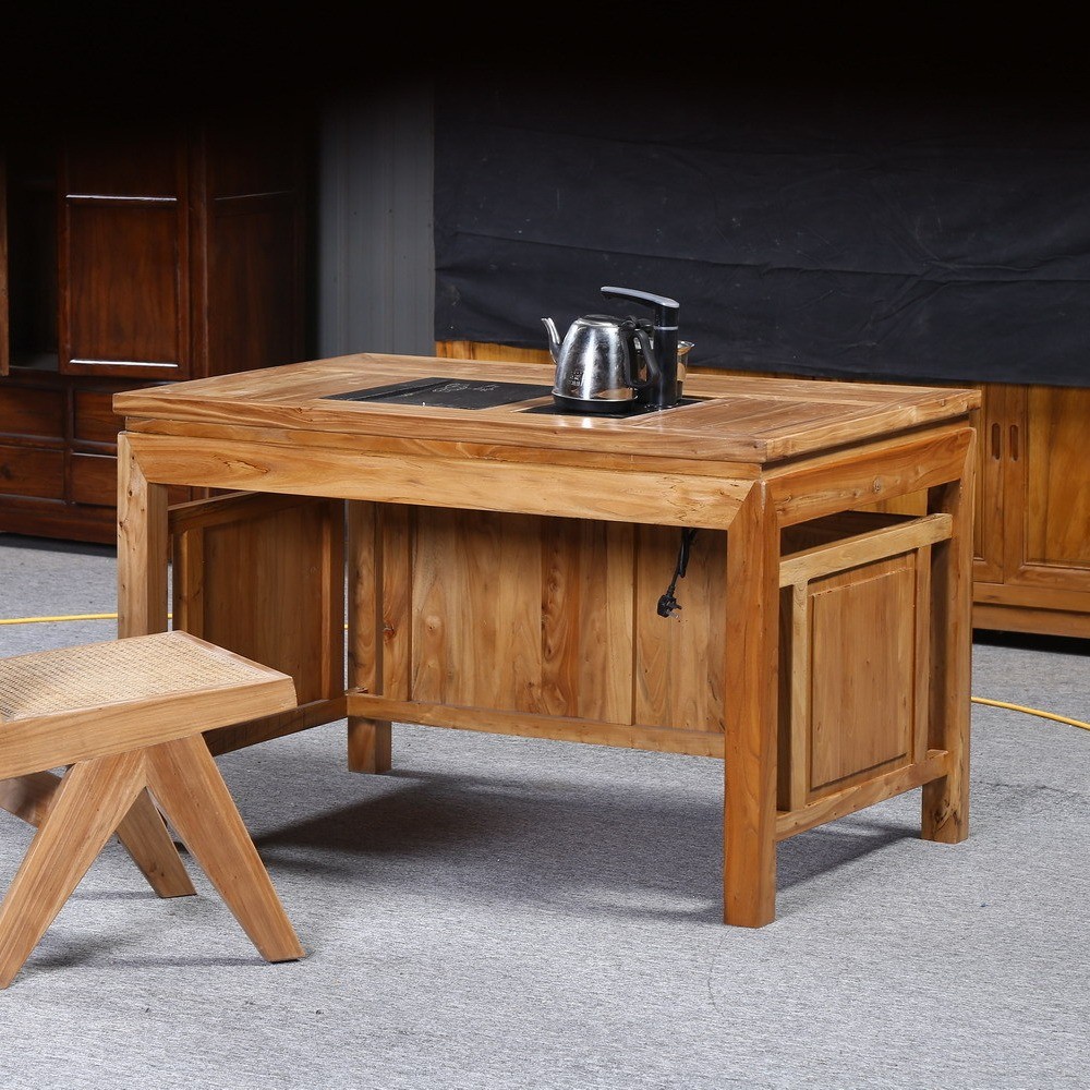 办公家用老榆木实木  榫卯结构整装茶台茶桌多功能桌天津厂家直销