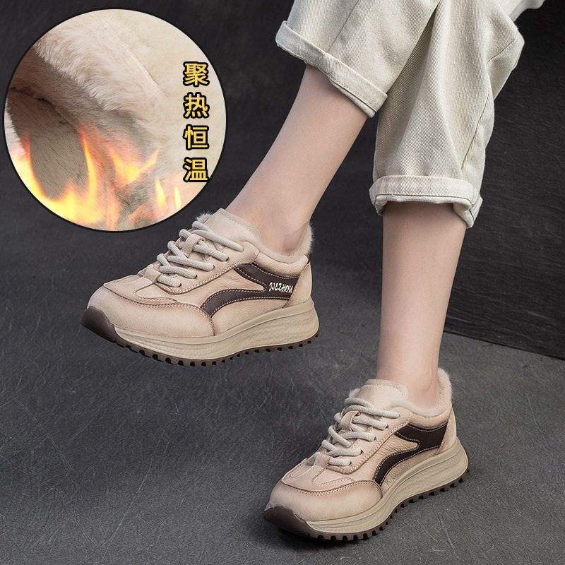 轻奢手工阿甘鞋加绒保暖休闲潮流运动棉鞋小众复古韩版女鞋