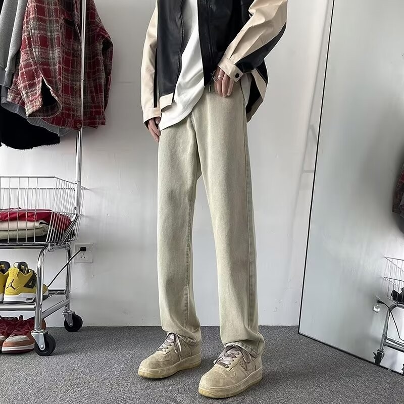 朔上复古牛仔裤秋冬新款做旧水洗直筒宽松显瘦阔腿男款牛仔裤裤子