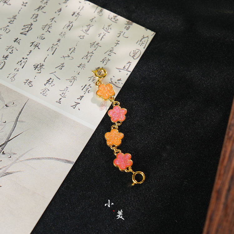 18K金烧蓝樱花招米纳福延长链 G8595