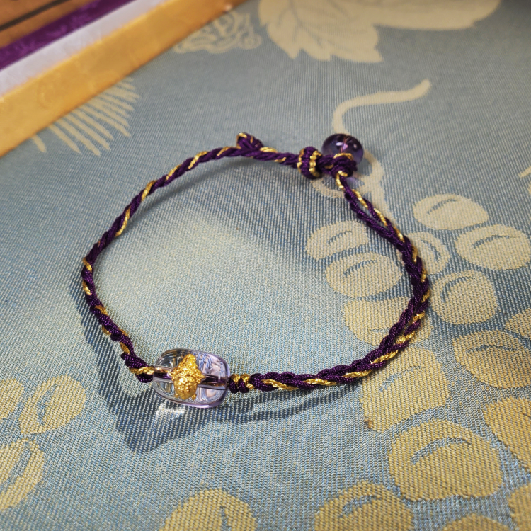 18K金紫水晶度母手绳 双色手工编绳 G5969