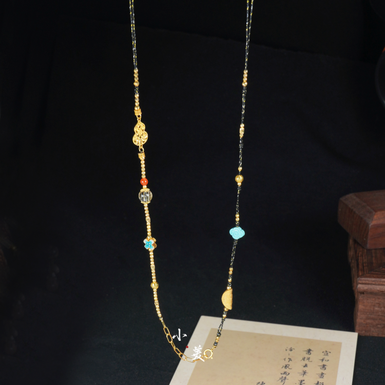念安・18K金太太葫芦黑绳项链（多样性发货） G8622