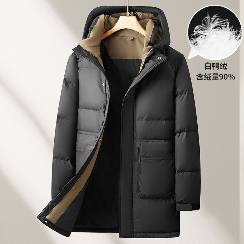 特大码连帽羽绒服男士宽松休闲90%白鸭绒加厚外套300斤胖子防寒服