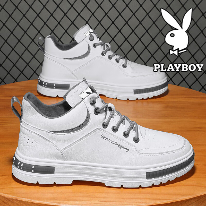 PLAYBOYOUTDOOR男鞋秋冬季板鞋男士休闲马丁靴厚底增高帮运动鞋男