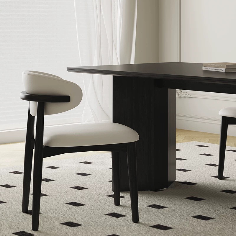 北欧简约原木奶油风实木餐椅家用餐厅靠背椅书桌椅高级感梳妆椅子