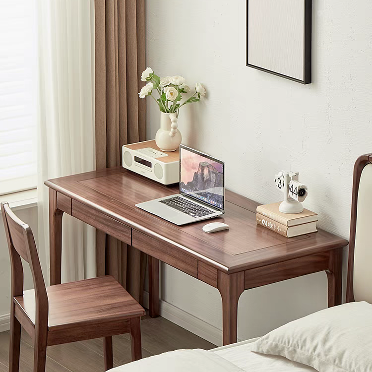 北美黑胡桃木阳台卧室写字台学习桌家用小桌子100*45*76cm书桌椅