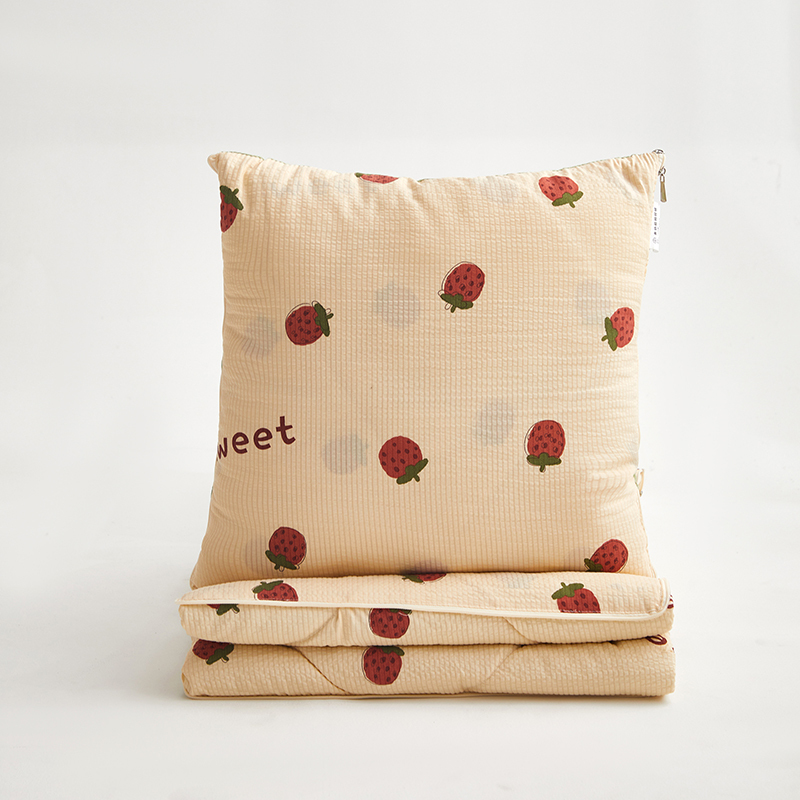 双层纱【亲肤棉】秋被学生被车载靠枕办公室抱枕被子两用单人靠垫