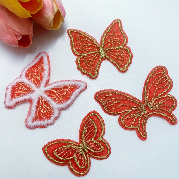 【小蚂蚁饰品】白色毛边金丝刺绣蝴蝶手工diy发饰发夹材料