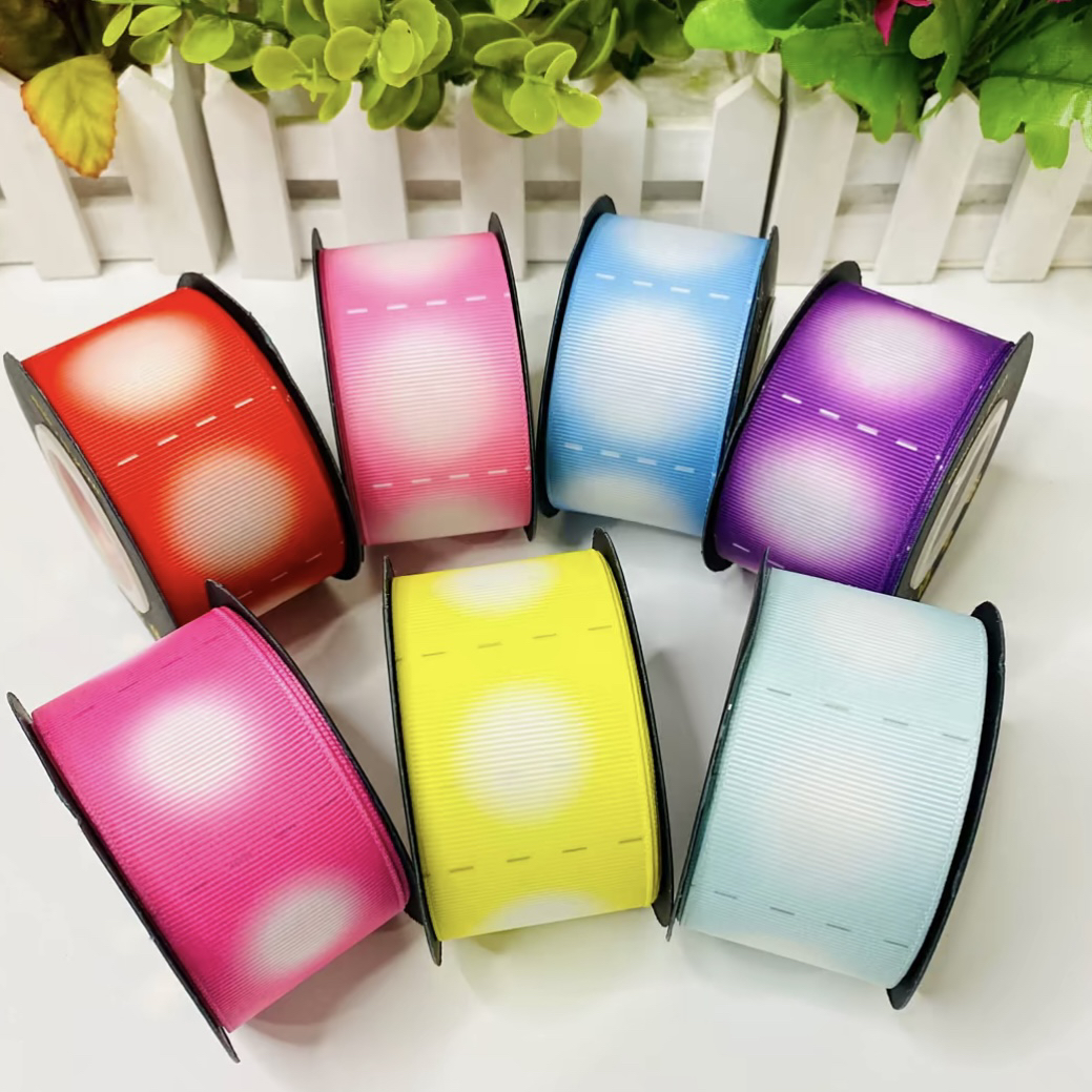 【小蚂蚁饰品】 新款10码圆点螺纹带热转印丝带