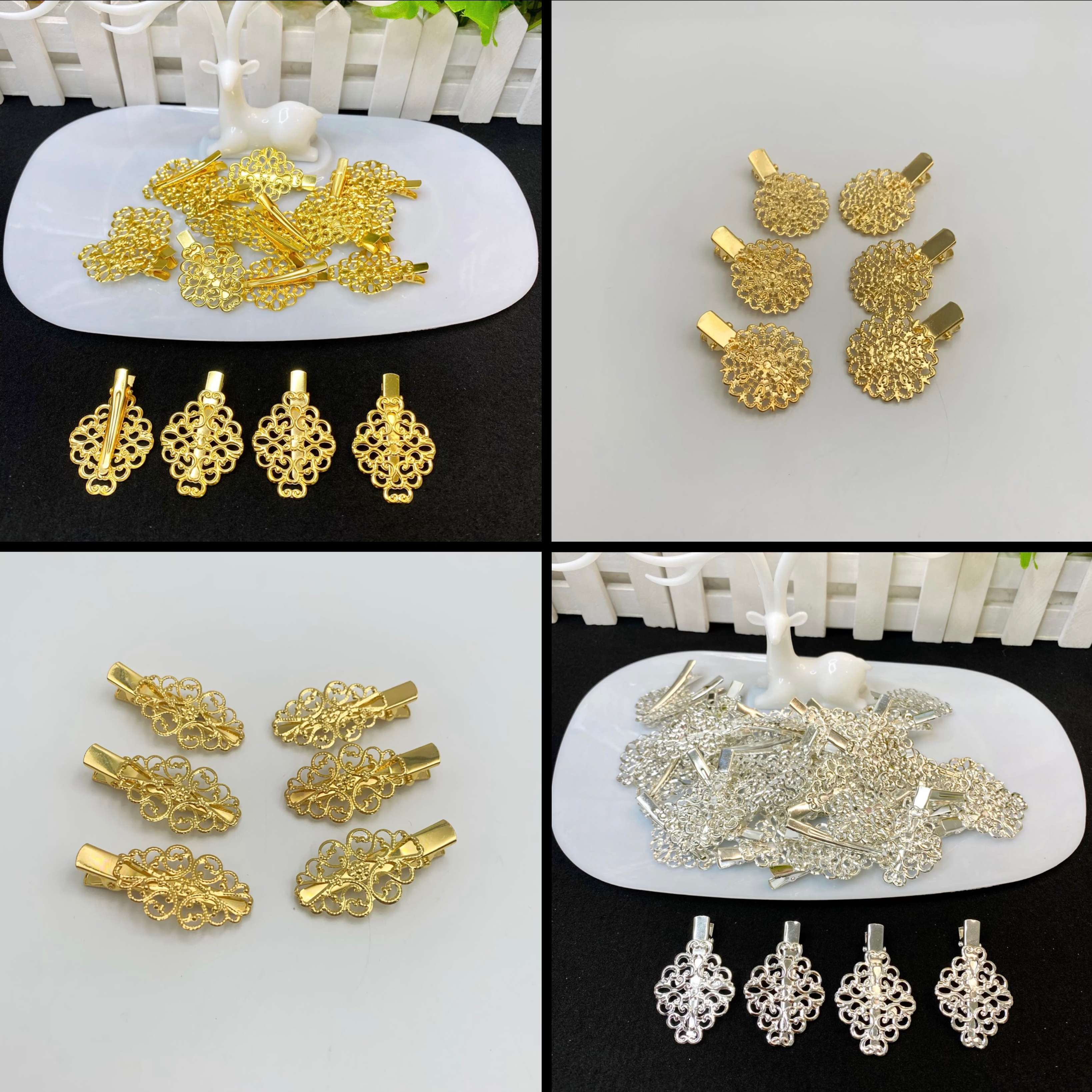 【小蚂蚁饰品】50个装合金保色云朵太阳花剑夹手工饰品