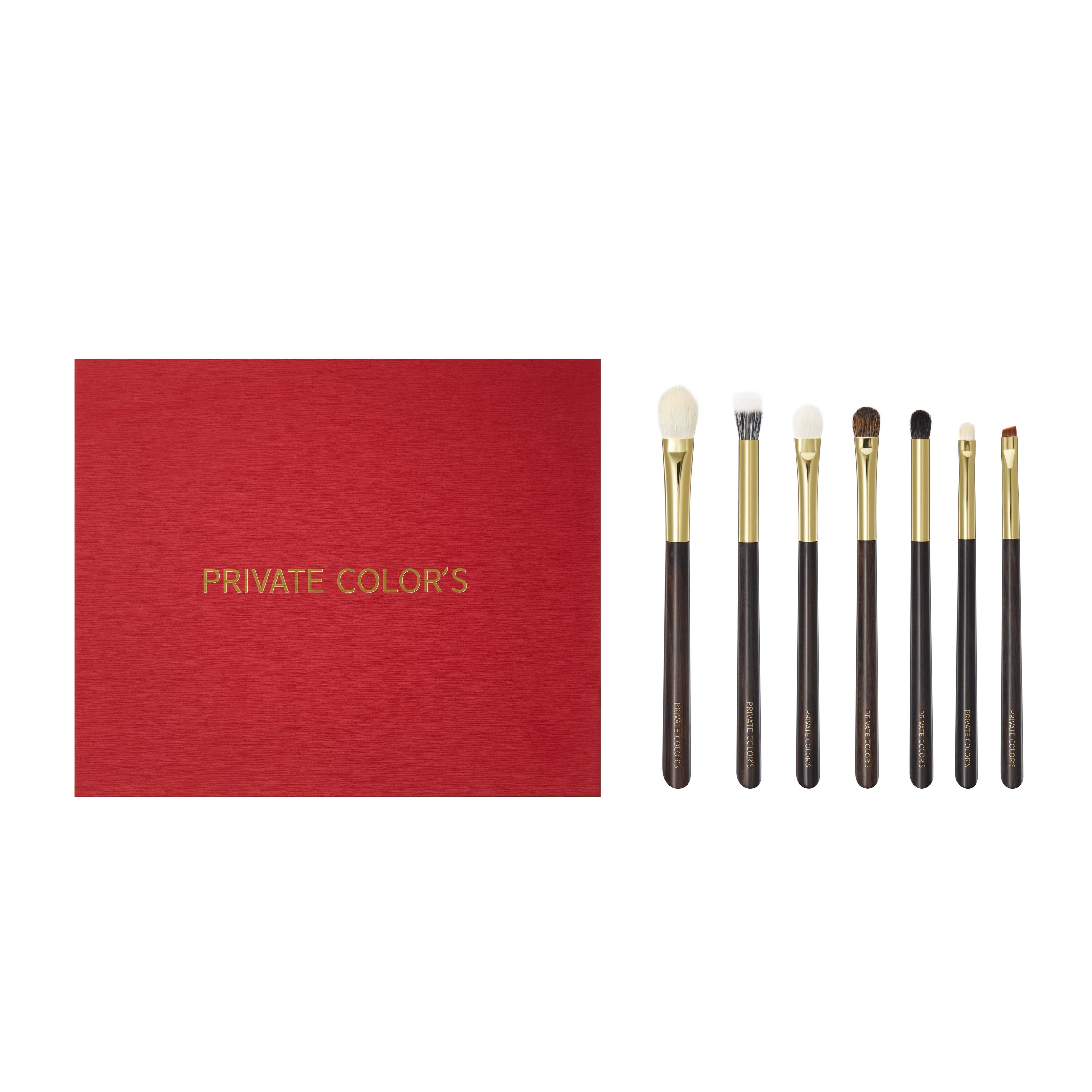 PRIVATE COLOR`S檀木柄檀心系列眼影刷套装礼盒纯手工套刷柔软