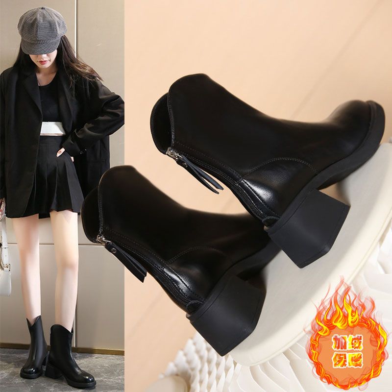 回力潮品女鞋马丁靴女2023新款靴子英伦风法式切尔西靴秋瘦瘦靴粗