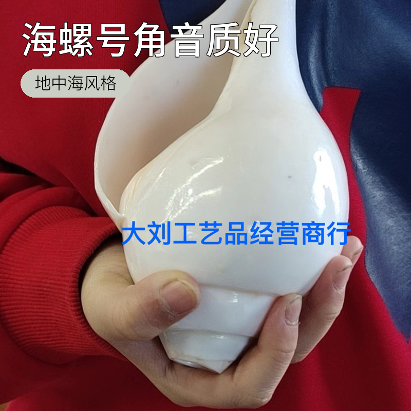 藏传 天然海螺号角 白右旋吹响号角 海螺音质好
