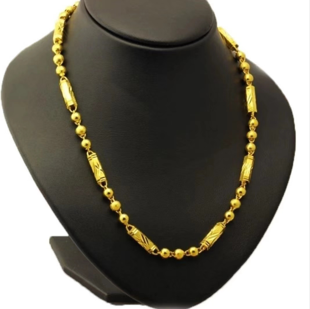 合金项链 精工竹节圆珠全家福项链时尚百搭潮流款