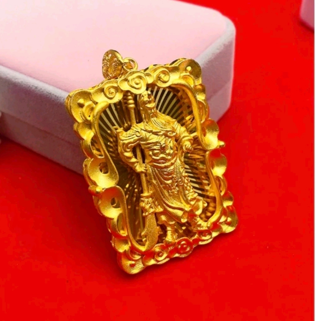 合金吊坠 精工方形关公吊坠时尚百搭款