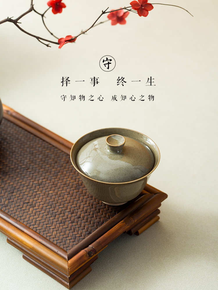 草木灰釉铁胎盖碗复古家用陶瓷纯手工中式全手工