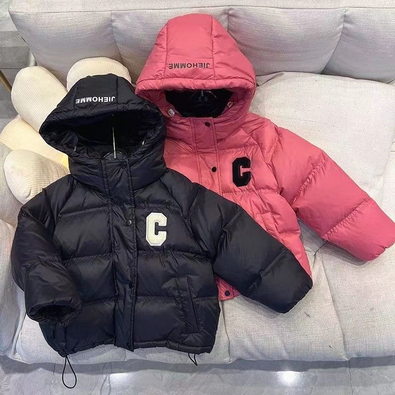 C字羽绒服加厚男女童中大童正品白鸭绒加厚短款童装冬季外套8-12