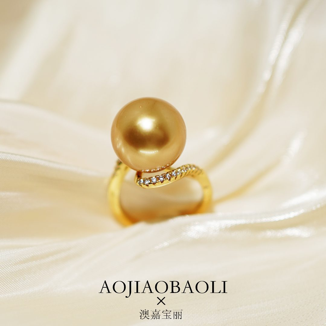 【简约14mm戒指】女精致百搭金色贝珠活口戒