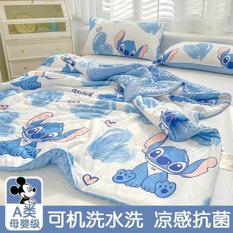 迪士尼正版授权幼儿园夏凉被空调薄款史迪仔印花机洗学生宿舍凉感