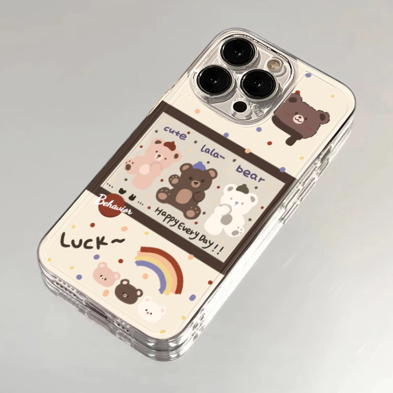 快乐三小熊适用iPhone15/14/13手机壳苹果小米vivo华为oppo女可爱