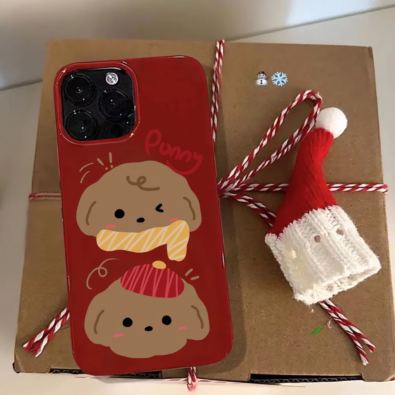 新年围巾小狗适用苹果15手机壳iphone13/14promax新款12/11女全包