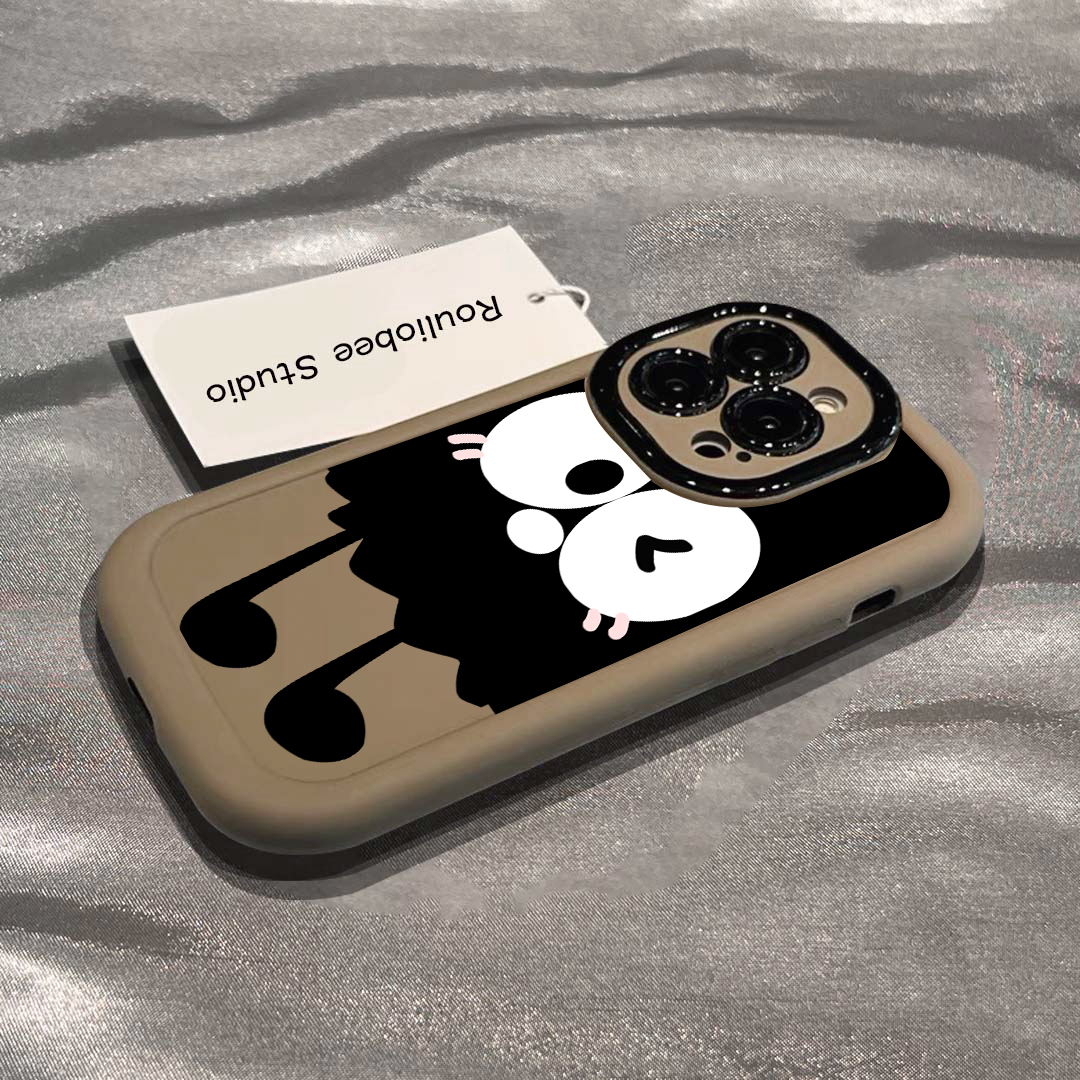 大眼煤球泡芙壳适用于苹果15手机壳iphone13/14promax防摔12/11女