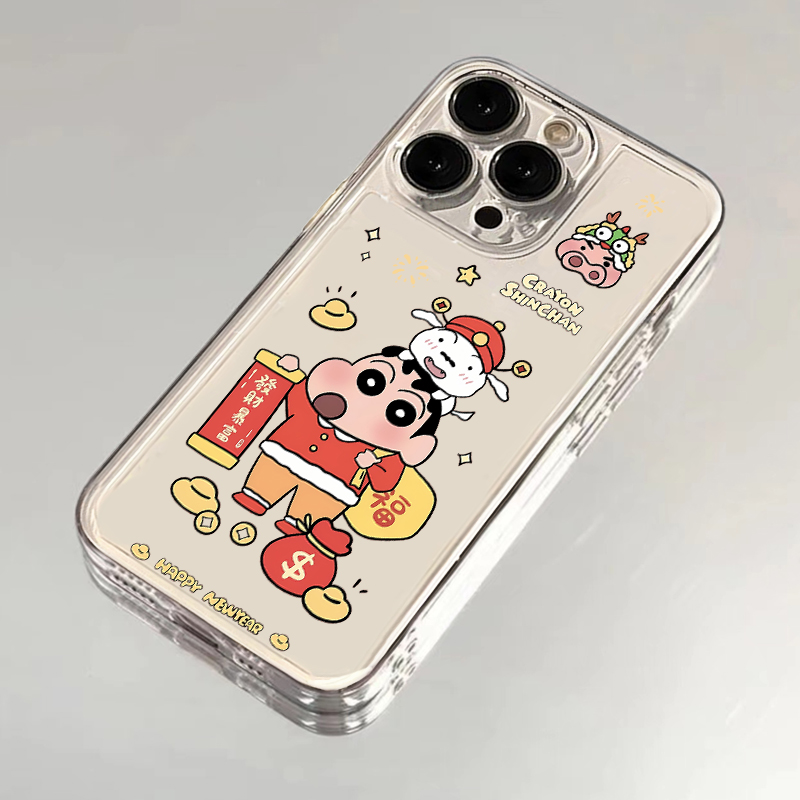 发财暴富小新适用iPhone15/14/13手机壳苹果小米vivo华为oppo可爱