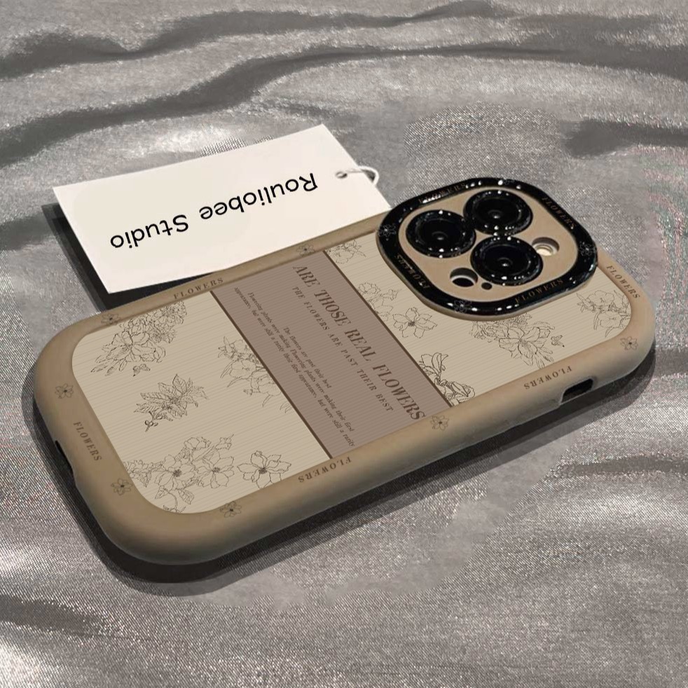 线条鲜花泡芙壳适用iPhone15/14/13手机壳苹果小米vivo华为oppo女
