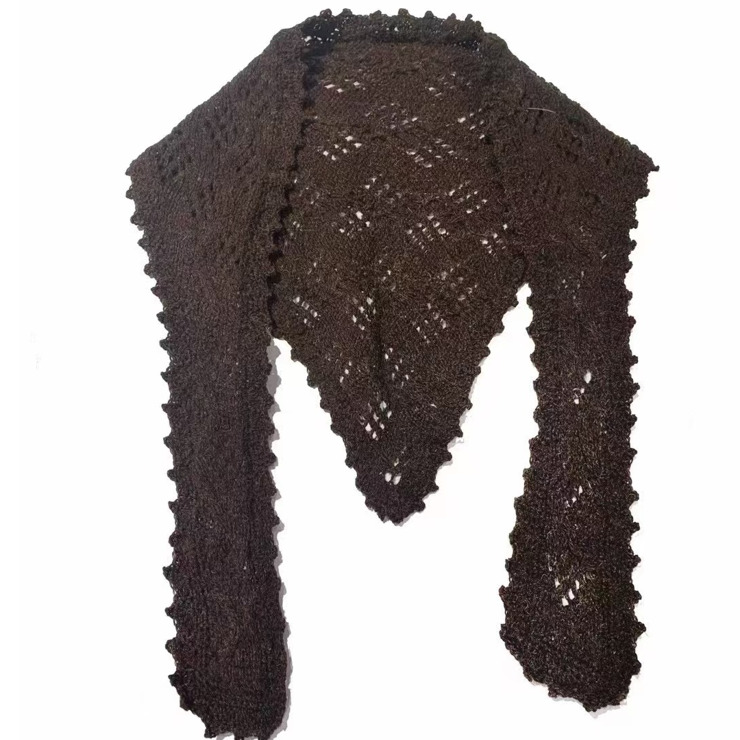 左岸迷香 原创设计【针织围巾】美丽诺羊毛围巾 镂空提花 7228