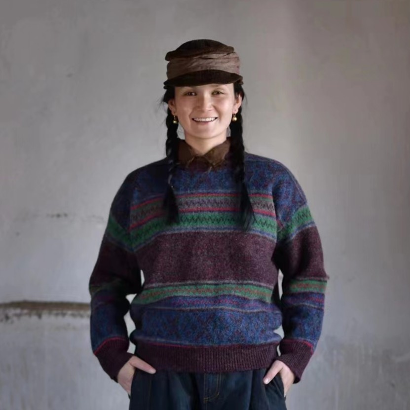 左岸迷香 果儿坊【毛衣】针织羊毛衫 条纹毛衣  7036