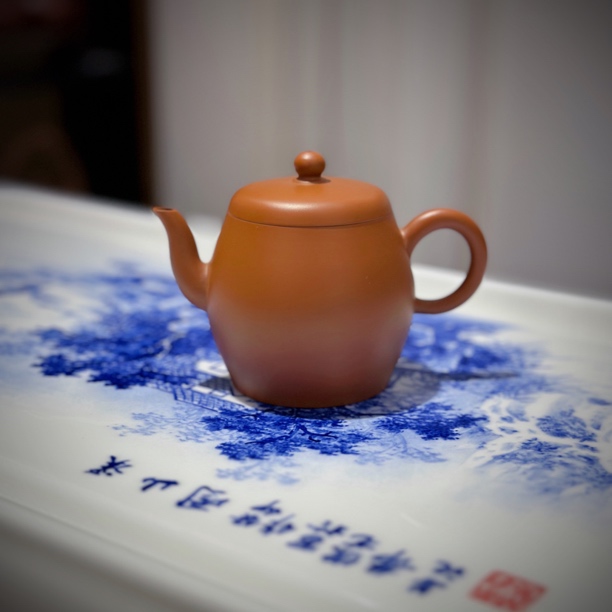 蔡煜坚 古型壶 110cc 潮州手拉朱泥壶 全手工 慕古鸡蛋黄 摹古鼓