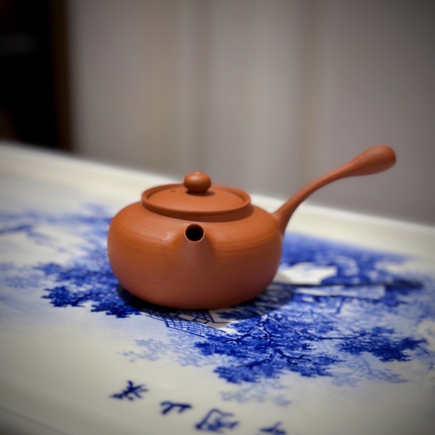 邱植荣 如约壶 100cc 潮州手拉朱泥壶 全手工 侧把 急须壶 不掉盖