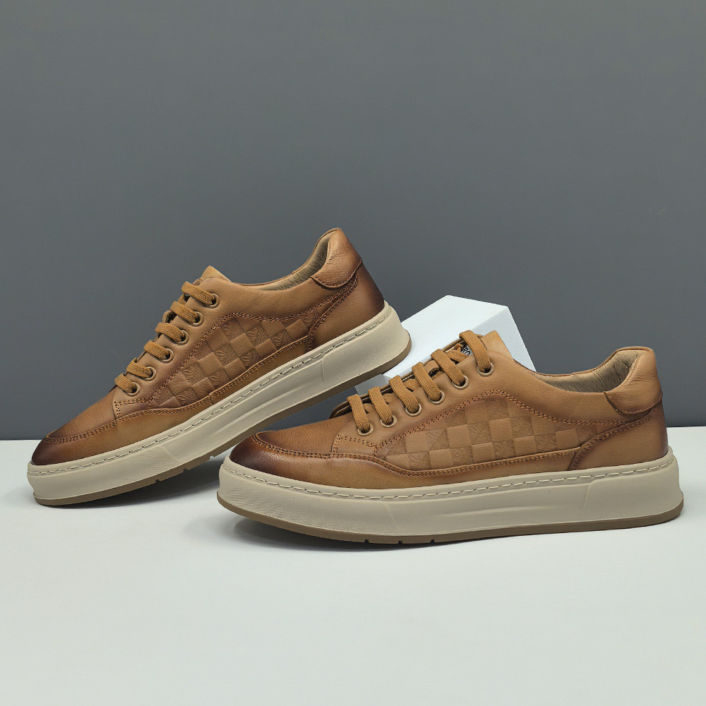 2024秋季新款男士百搭真皮休闲鞋时尚软底轻奢男鞋