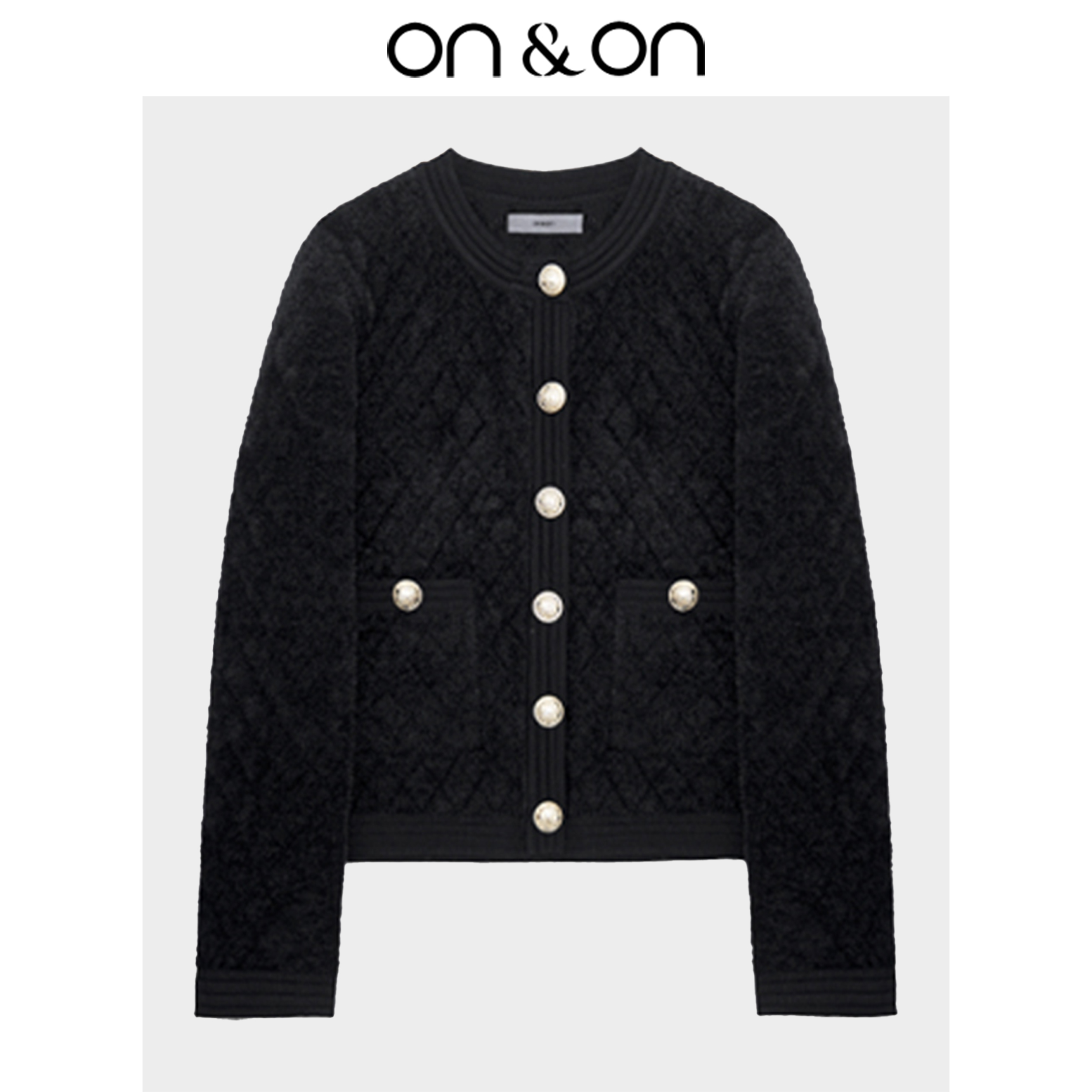 ON&ON/安乃安秋冬新款韩版暗格纹圆领品质女装小香外套-NW1WW0959