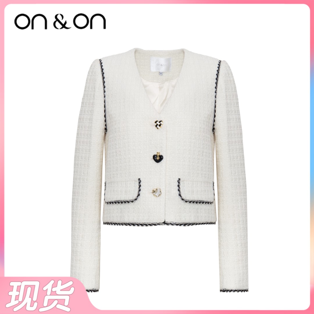 ON&ON/安乃安秋冬季法式V领撞色质感小香气质女款外套N2AU5003507