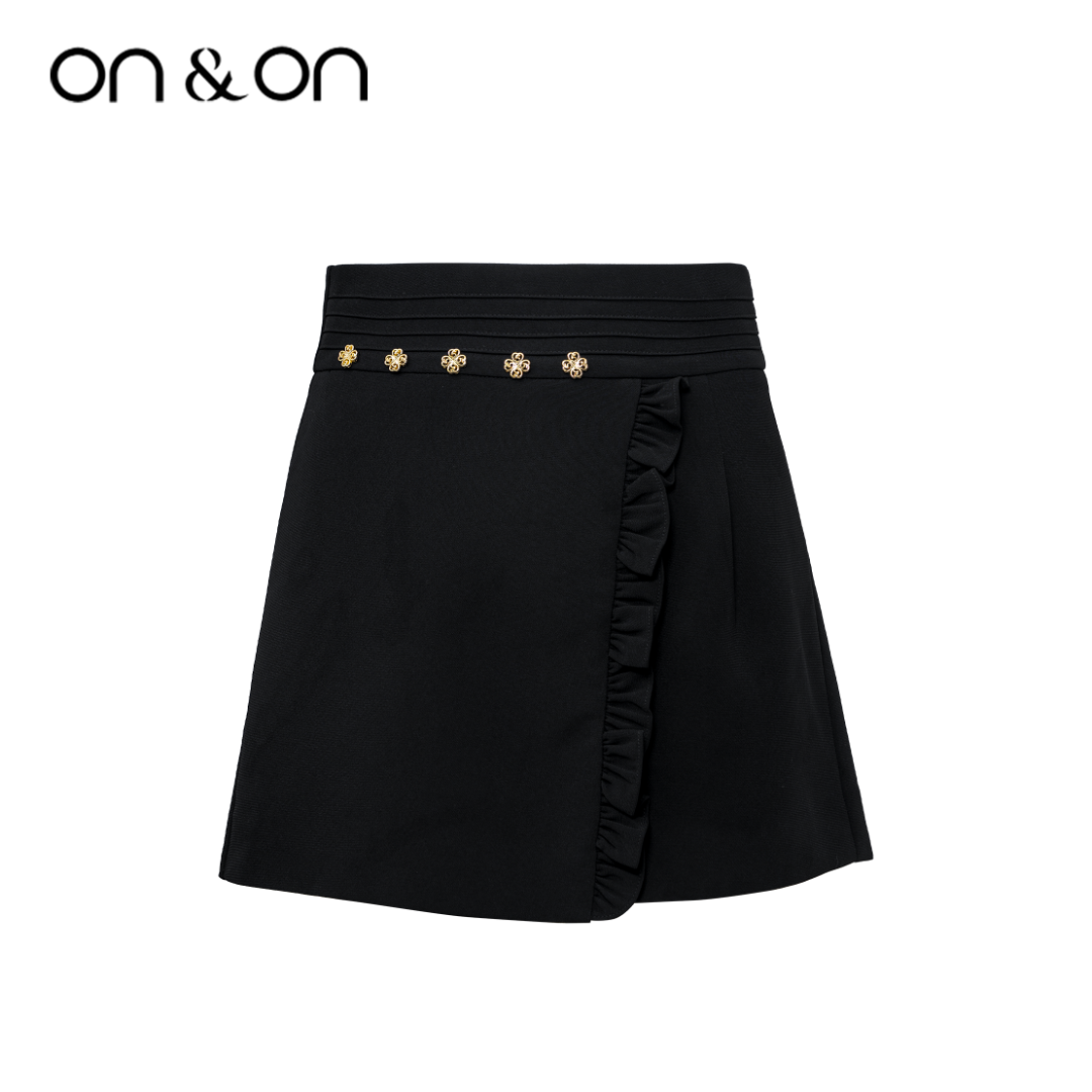 ON&ON/安乃安25春夏季新款女高腰A字不规则木耳边半裙裤N3SP10008