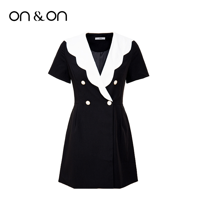 ON&ON/安乃安夏季韩版时尚轻奢女士短袖气质V领连衣裙裤NW1WS1170