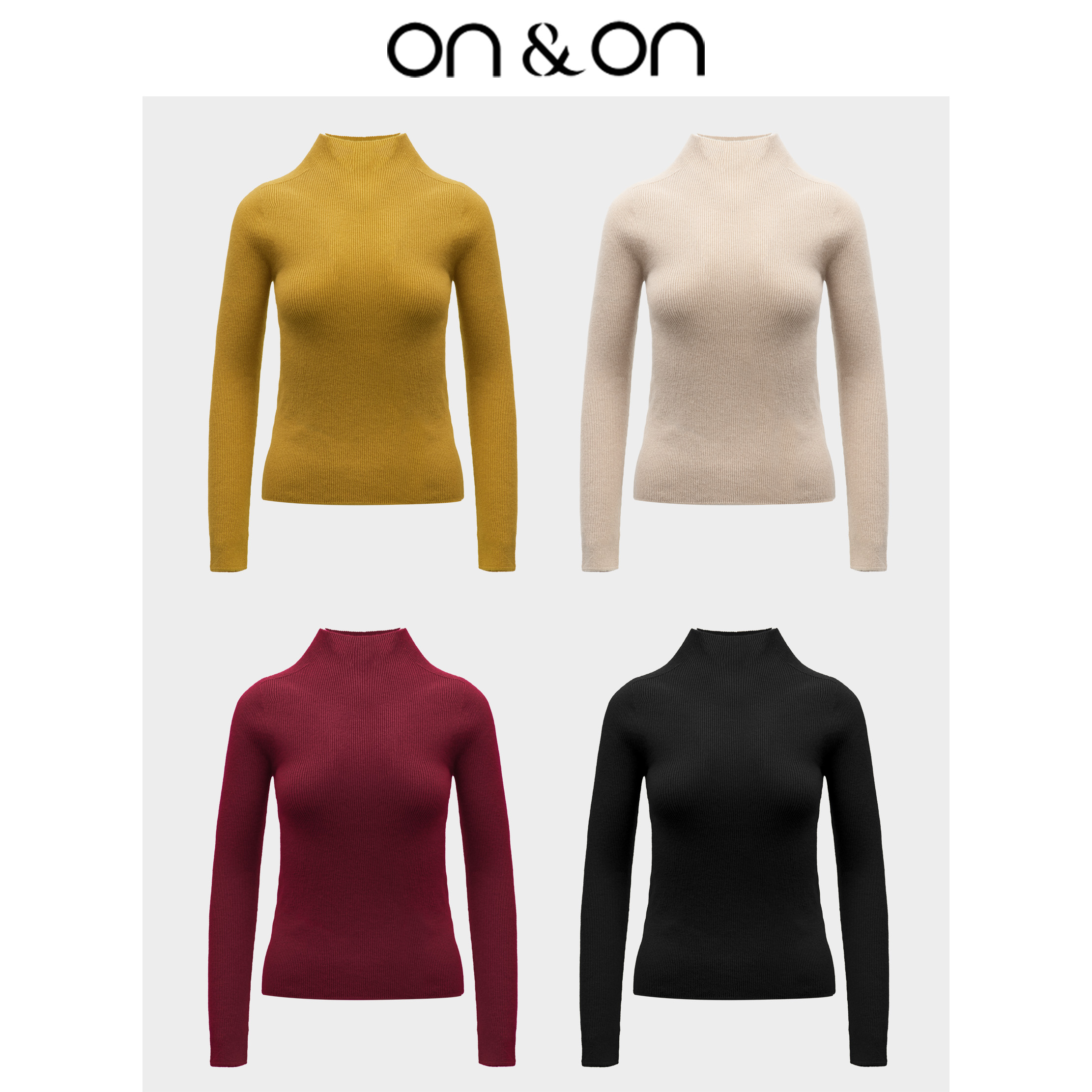 ON&ON/安乃安新立领美丽诺绵羊毛+山羊绒针织打底衫-N3SW07118