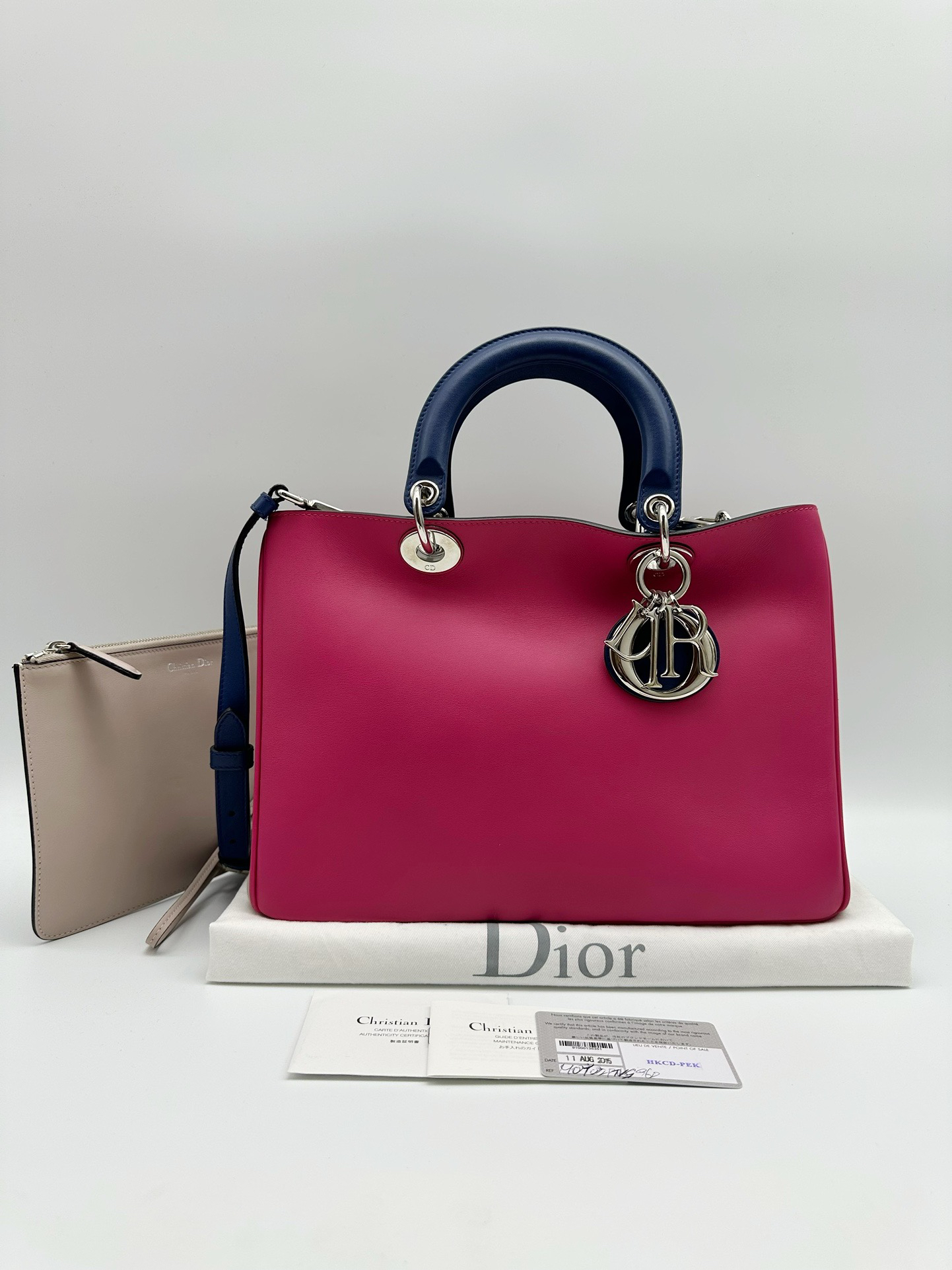 95新 DIOR/迪奥 拼色 Vip小号牛皮子母手提包 单肩斜挎包