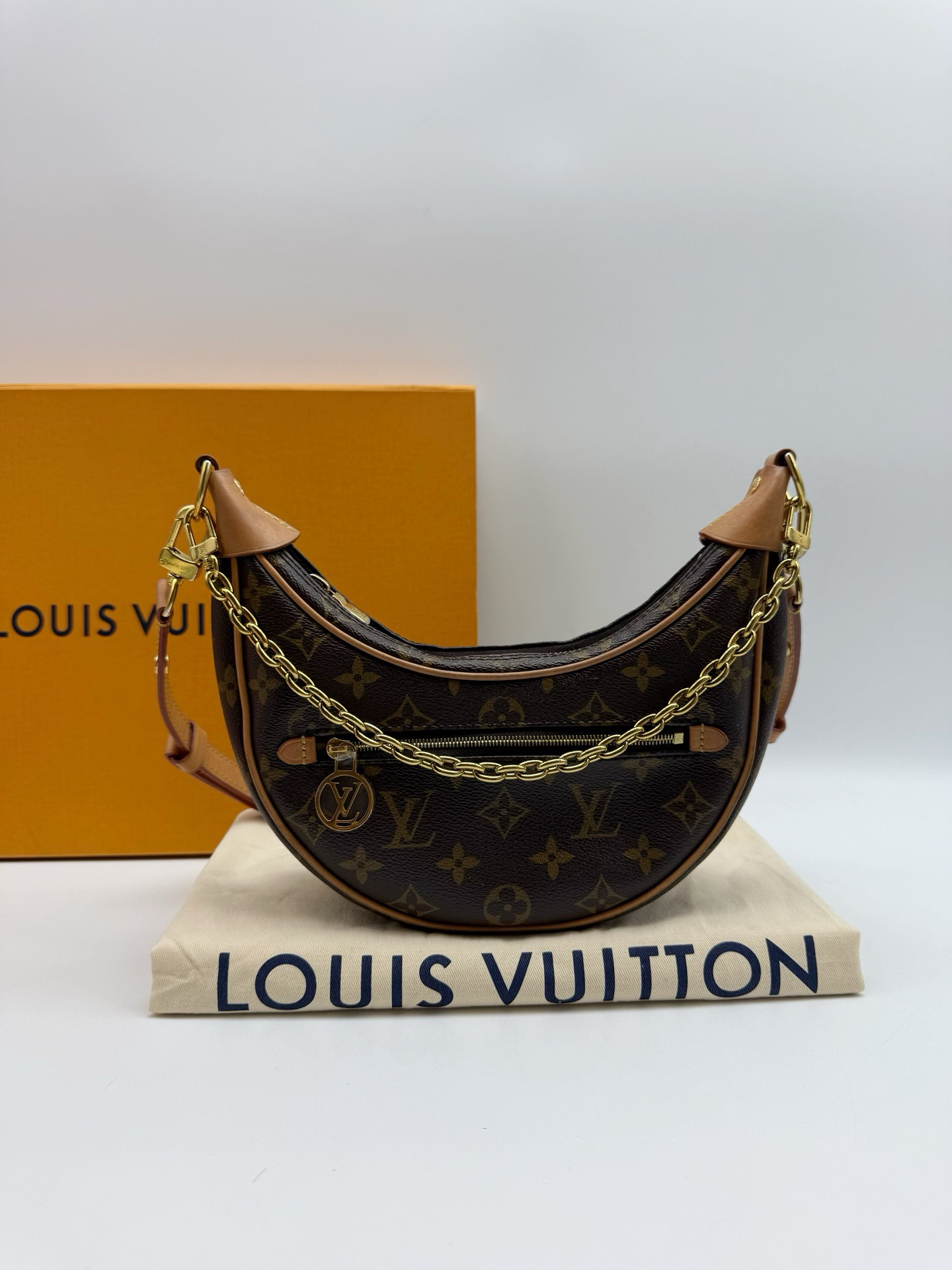 95新 LouisVuitton/路易威登 Loop系列新款老花豌豆包月亮腋下包