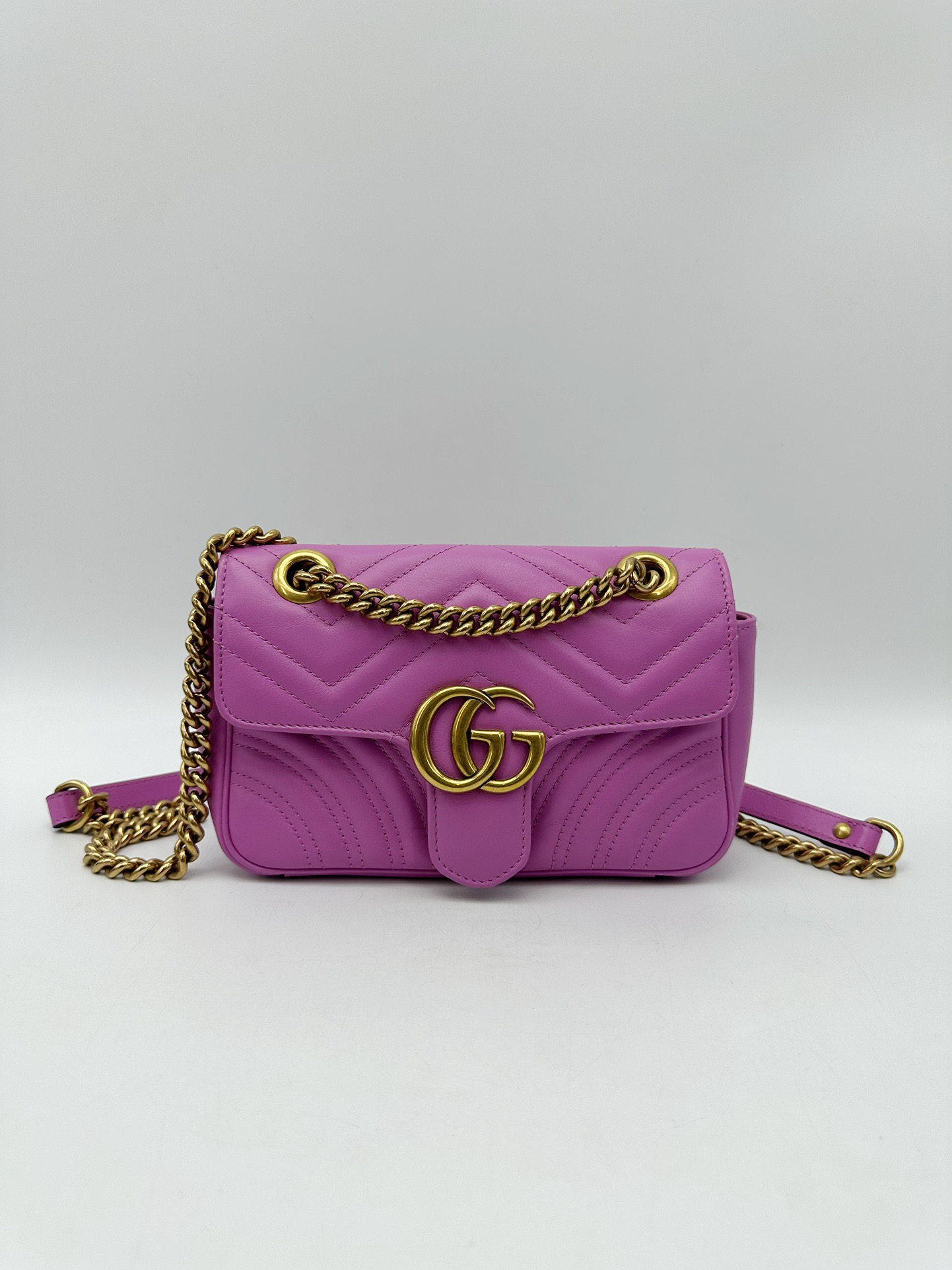 95新 GUCCI/古驰 粉色marmont22链条包 94079